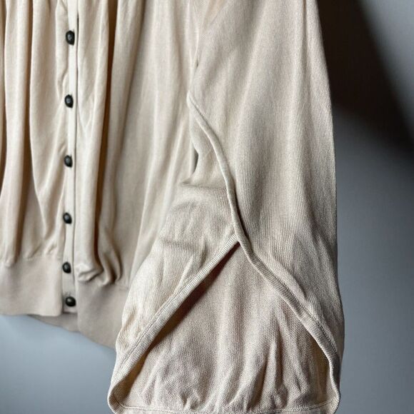 DIANE VON FURSTENBERG Womens Tan Lightweight Cardigan EUC Relaxed Cotton-Blend - Picture 4 of 9